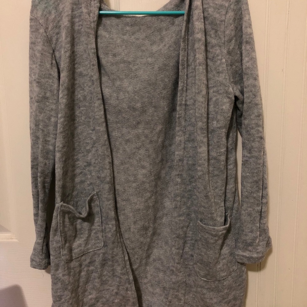 plain grey cardigan